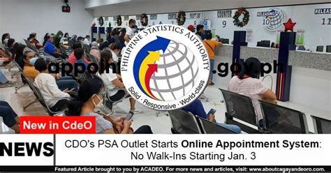 CDO's PSA Outlet Starts Online Appointment System: No Walk .